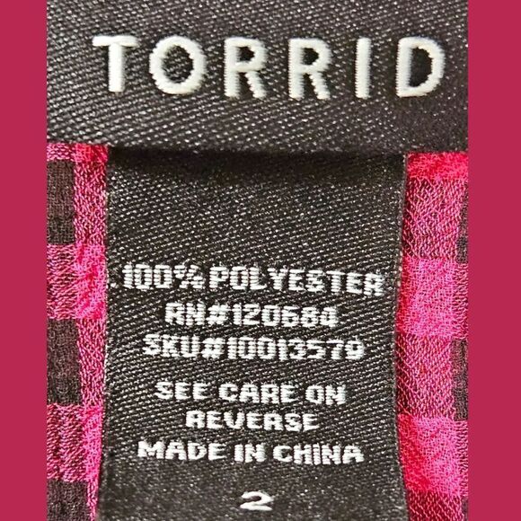 TORRID PLUS SIZE Plaid Lace Button Front Blouse2X - Picture 10 of 13